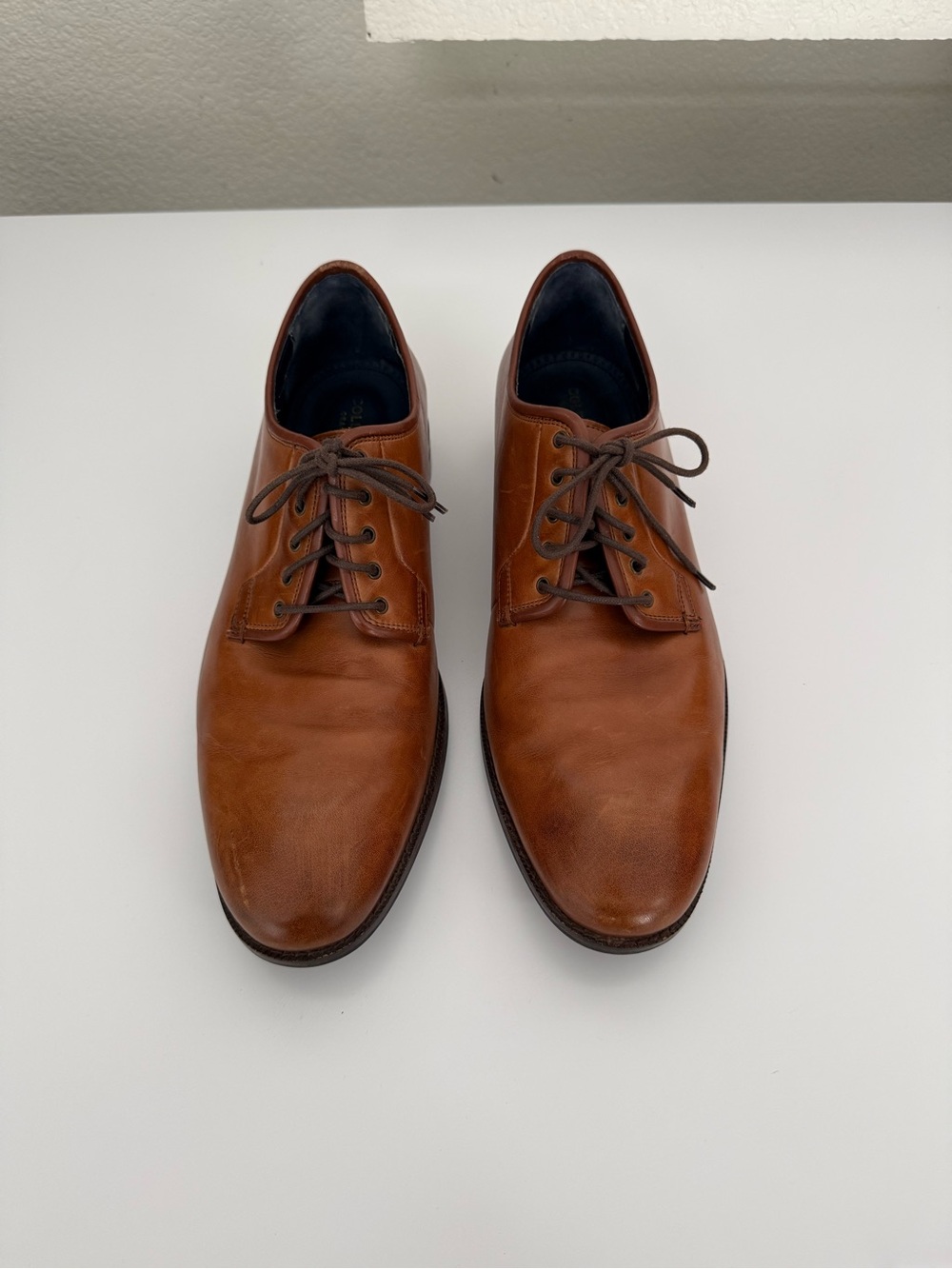 Cole Haan Cognac Brown Leather Derby Shoes